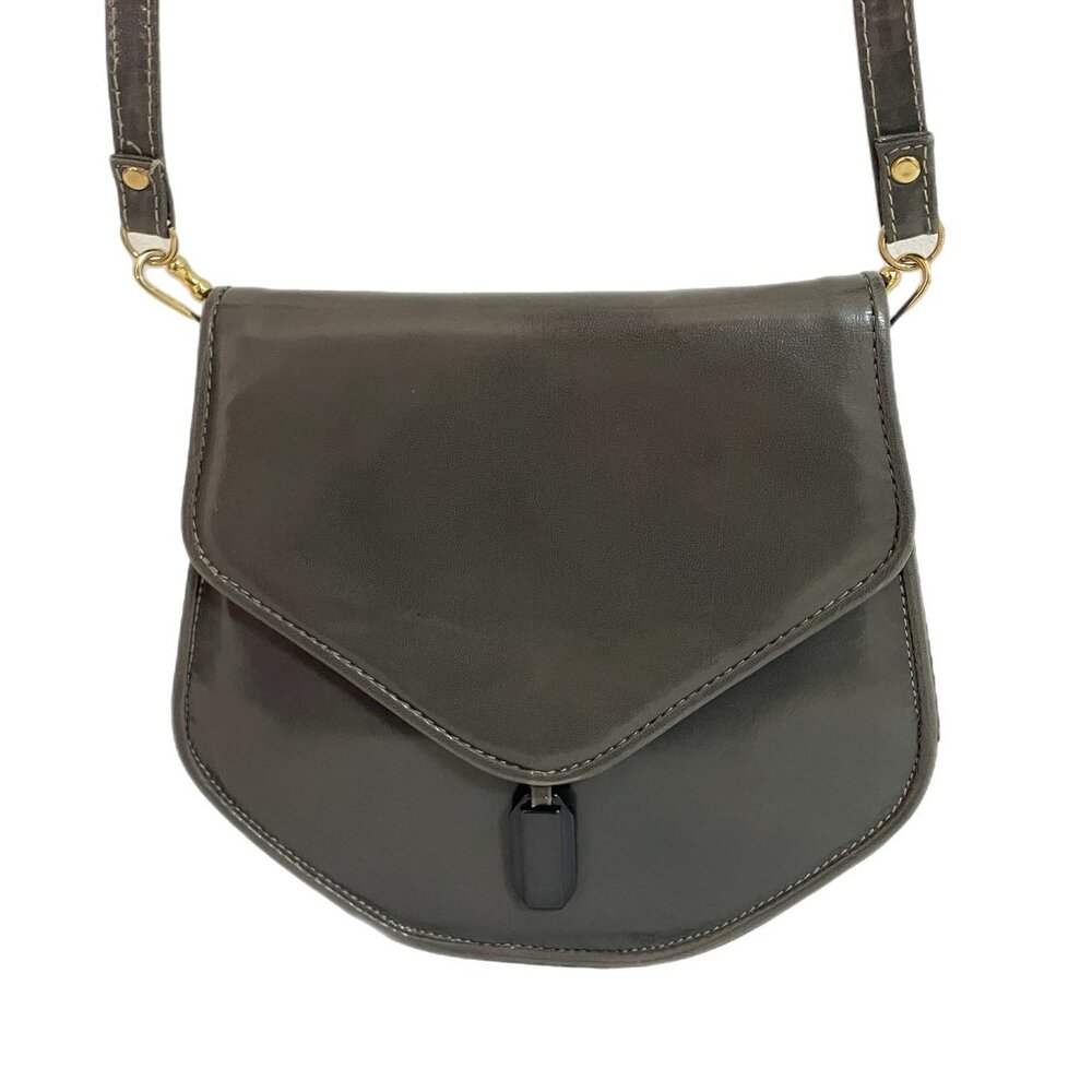 Vintage Grey Leather Crossbody Handbag 🇮🇹 Made in Italy